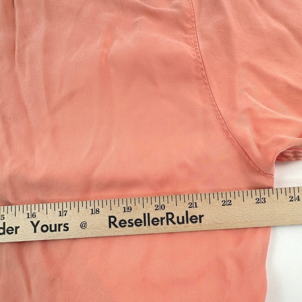 Bugatchi Men M Short Sleeve Shirt Men Salmon Pink Tencel Button Up Pocket Medium - Picture 12 of 14